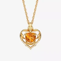 Harry Potter (F / Si2) Womens 1/10 CT. T.W. Lab Grown Diamond Genuine Yellow Citrine 14K Gold Over Silver 18 Inch Pendant Necklace