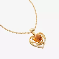 Harry Potter (F / Si2) Womens 1/10 CT. T.W. Lab Grown Diamond Genuine Yellow Citrine 14K Gold Over Silver 18 Inch Pendant Necklace