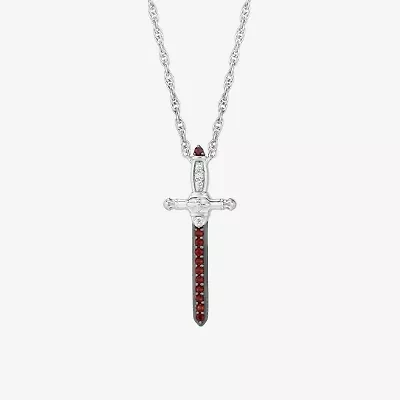 Harry Potter (F / Si2) Womens Lab Grown Diamond Accent Genuine Red Garnet Sterling Silver 18 Inch Pendant Necklace