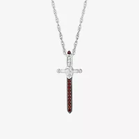 Harry Potter (F / Si2) Womens Lab Grown Diamond Accent Genuine Red Garnet Sterling Silver 18 Inch Pendant Necklace