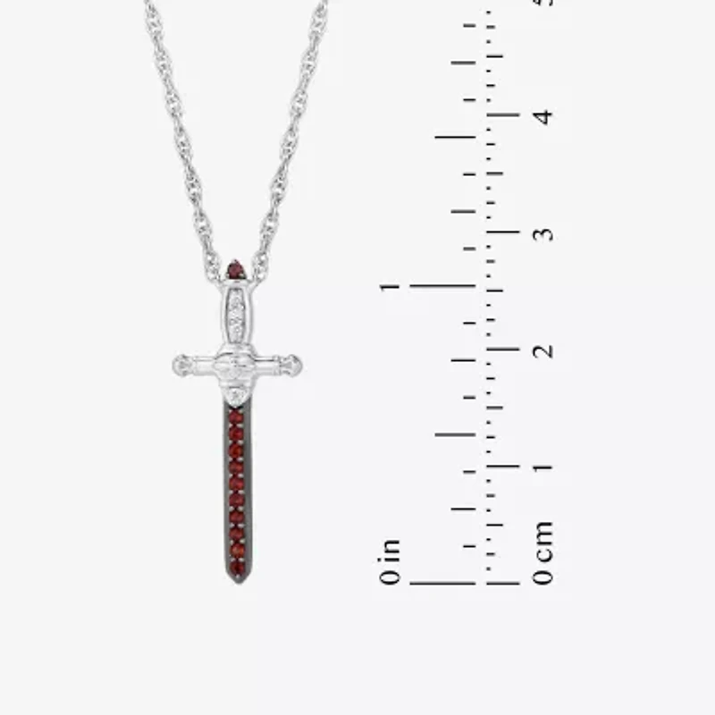 Harry Potter (F / Si2) Womens Lab Grown Diamond Accent Genuine Red Garnet Sterling Silver 18 Inch Pendant Necklace