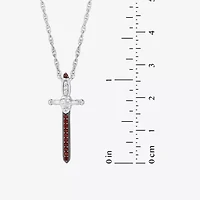 Harry Potter (F / Si2) Womens Lab Grown Diamond Accent Genuine Red Garnet Sterling Silver 18 Inch Pendant Necklace