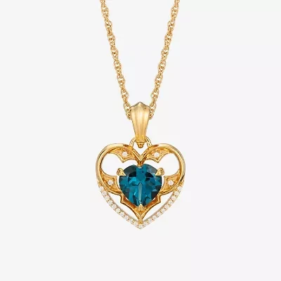Harry Potter (F / Si2) Womens Lab Grown Diamond Accent Genuine Blue Topaz 14K Gold Over Silver 18 Inch Pendant Necklace