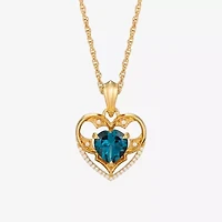 Harry Potter (F / Si2) Womens Lab Grown Diamond Accent Genuine Blue Topaz 14K Gold Over Silver 18 Inch Pendant Necklace