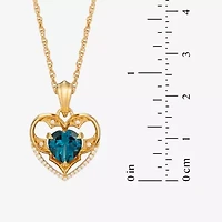 Harry Potter (F / Si2) Womens Lab Grown Diamond Accent Genuine Blue Topaz 14K Gold Over Silver 18 Inch Pendant Necklace