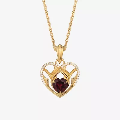 Harry Potter (F / Si2) Womens 1/8 CT. T.W. Lab Grown Diamond Genuine Red Garnet 14K Gold Over Silver 18 Inch Pendant Necklace