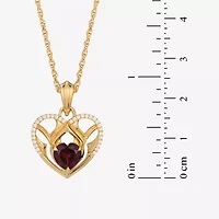 Harry Potter (F / Si2) Womens 1/8 CT. T.W. Lab Grown Diamond Genuine Red Garnet 14K Gold Over Silver 18 Inch Pendant Necklace