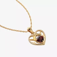 Harry Potter (F / Si2) Womens 1/8 CT. T.W. Lab Grown Diamond Genuine Red Garnet 14K Gold Over Silver 18 Inch Pendant Necklace