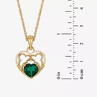 Harry Potter (F / Si2) Womens 1/10 CT. T.W. Lab Grown Diamond Lab Created Green Emerald 14K Gold Over Silver 18 Inch Pendant Necklace