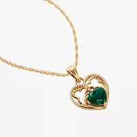 Harry Potter (F / Si2) Womens 1/10 CT. T.W. Lab Grown Diamond Lab Created Green Emerald 14K Gold Over Silver 18 Inch Pendant Necklace