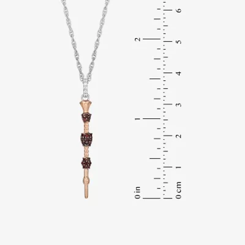 Harry Potter (F / Si2) Womens Lab Grown Diamond Accent Genuine Red Garnet 14K Gold Over Silver 18 Inch Pendant Necklace