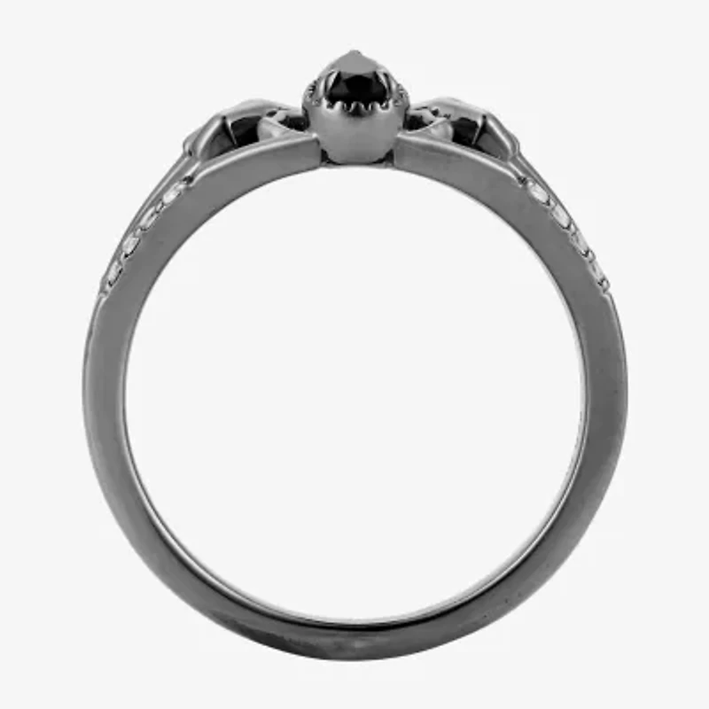 Harry Potter (F/Si2) Womens 1/10 CT. T.W. Lab Grown Diamond Genuine Black Onyx Sterling Silver Cocktail Ring