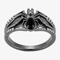Harry Potter (F/Si2) Womens 1/10 CT. T.W. Lab Grown Diamond Genuine Black Onyx Sterling Silver Cocktail Ring