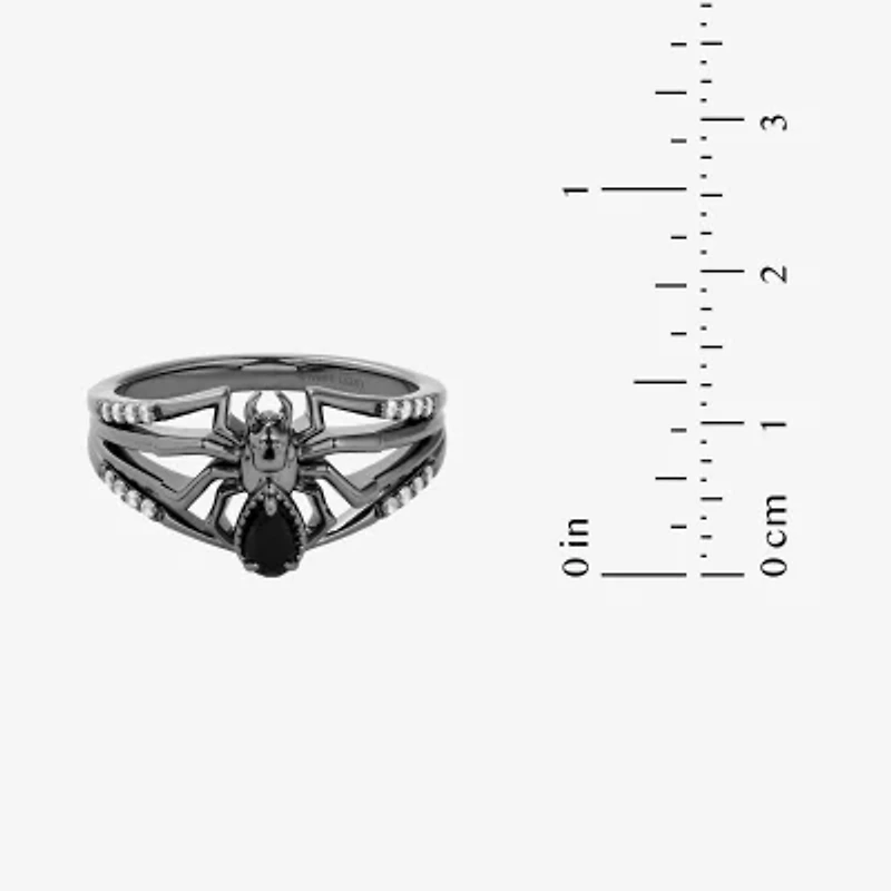 Harry Potter (F/Si2) Womens 1/10 CT. T.W. Lab Grown Diamond Genuine Black Onyx Sterling Silver Cocktail Ring