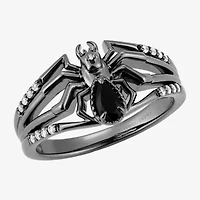 Harry Potter (F/Si2) Womens 1/10 CT. T.W. Lab Grown Diamond Genuine Black Onyx Sterling Silver Cocktail Ring