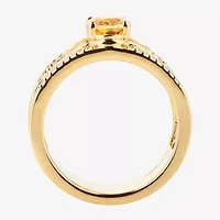 Harry Potter (F/Si2) Womens 1/6 CT. T.W. Lab Grown Diamond Genuine Citrine 14K Gold Over Silver Cocktail Ring