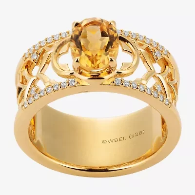 Harry Potter (F/Si2) Womens 1/6 CT. T.W. Lab Grown Diamond Genuine Citrine 14K Gold Over Silver Cocktail Ring