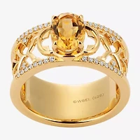 Harry Potter (F/Si2) Womens 1/6 CT. T.W. Lab Grown Diamond Genuine Citrine 14K Gold Over Silver Cocktail Ring