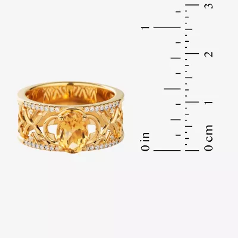 Harry Potter (F/Si2) Womens 1/6 CT. T.W. Lab Grown Diamond Genuine Citrine 14K Gold Over Silver Cocktail Ring