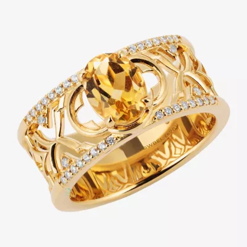 Harry Potter (F/Si2) Womens 1/6 CT. T.W. Lab Grown Diamond Genuine Citrine 14K Gold Over Silver Cocktail Ring