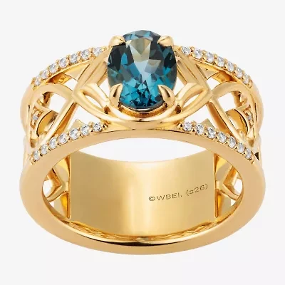 Harry Potter (F/Si2) Womens 1/6 CT. T.W. Lab Grown Diamond Genuine Blue Topaz 14K Gold Over Silver Cocktail Ring