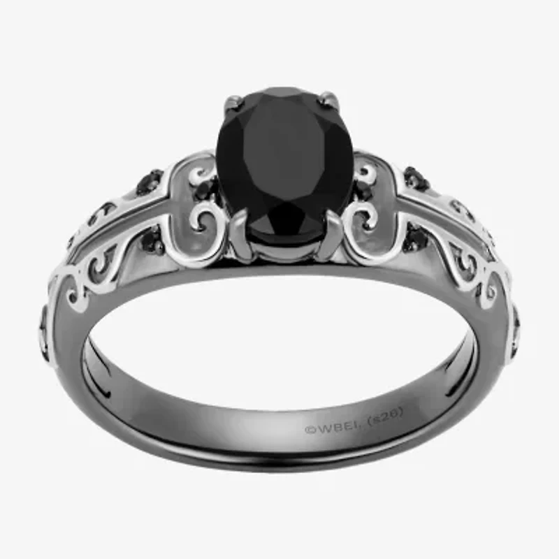 Harry Potter Womens Genuine Black Onyx Spinel Sterling Silver Cocktail Ring