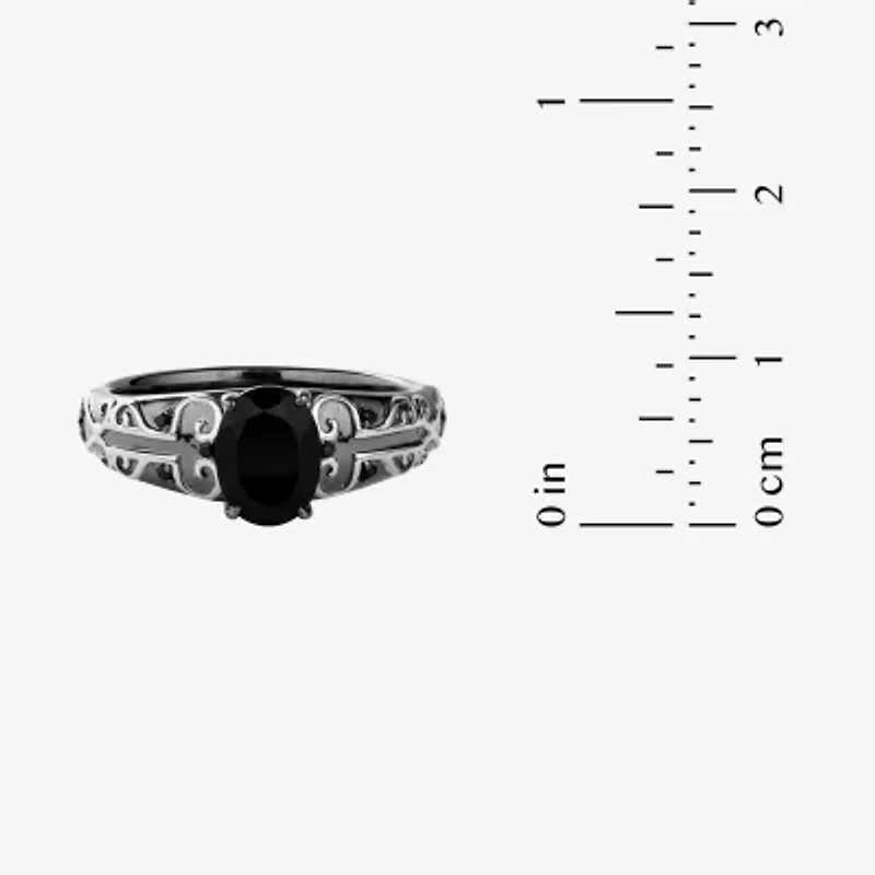 Harry Potter Womens Genuine Black Onyx Spinel Sterling Silver Cocktail Ring