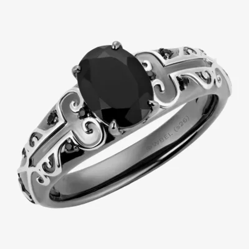Harry Potter Womens Genuine Black Onyx Spinel Sterling Silver Cocktail Ring