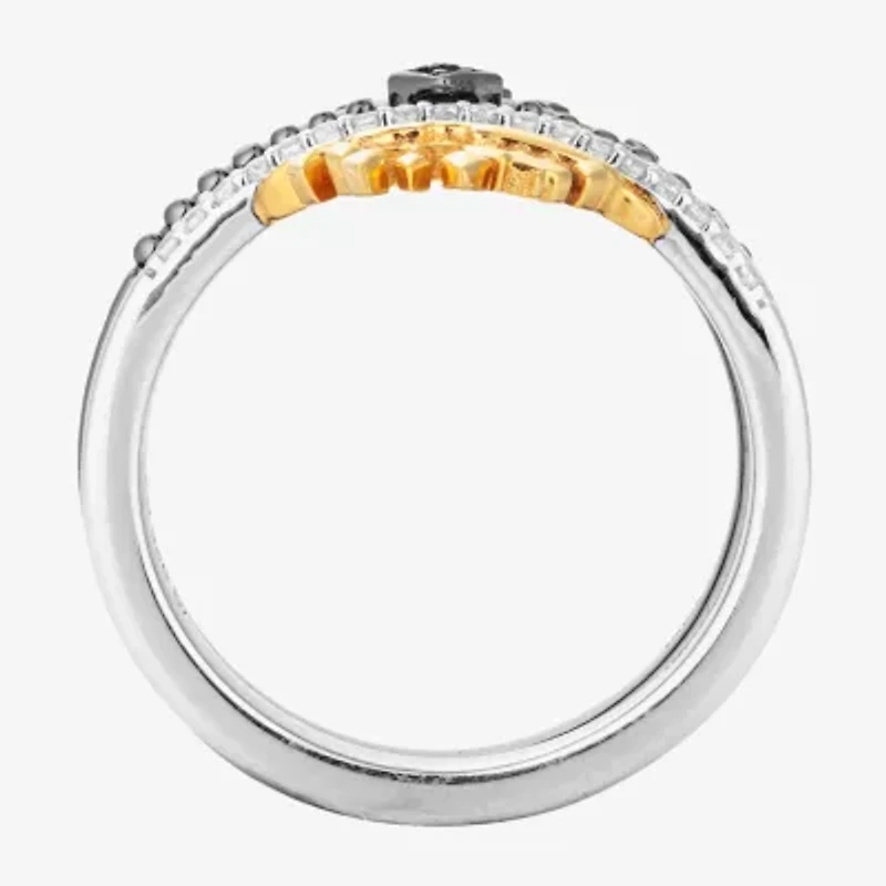 Harry Potter (F/Si2) Womens 1/10 CT. T.W. Lab Grown Diamond Genuine Black Spinel 14K Gold Over Silver Cocktail Ring