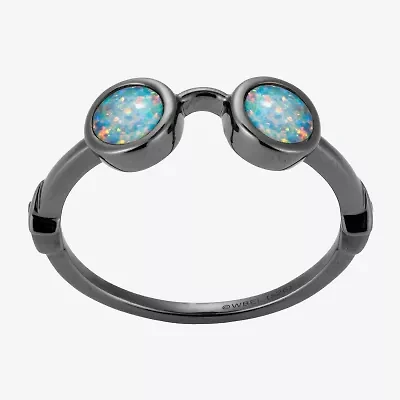 Harry Potter Womens Lab Created Multi Color Opal Sterling Silver Round Cocktail Ring