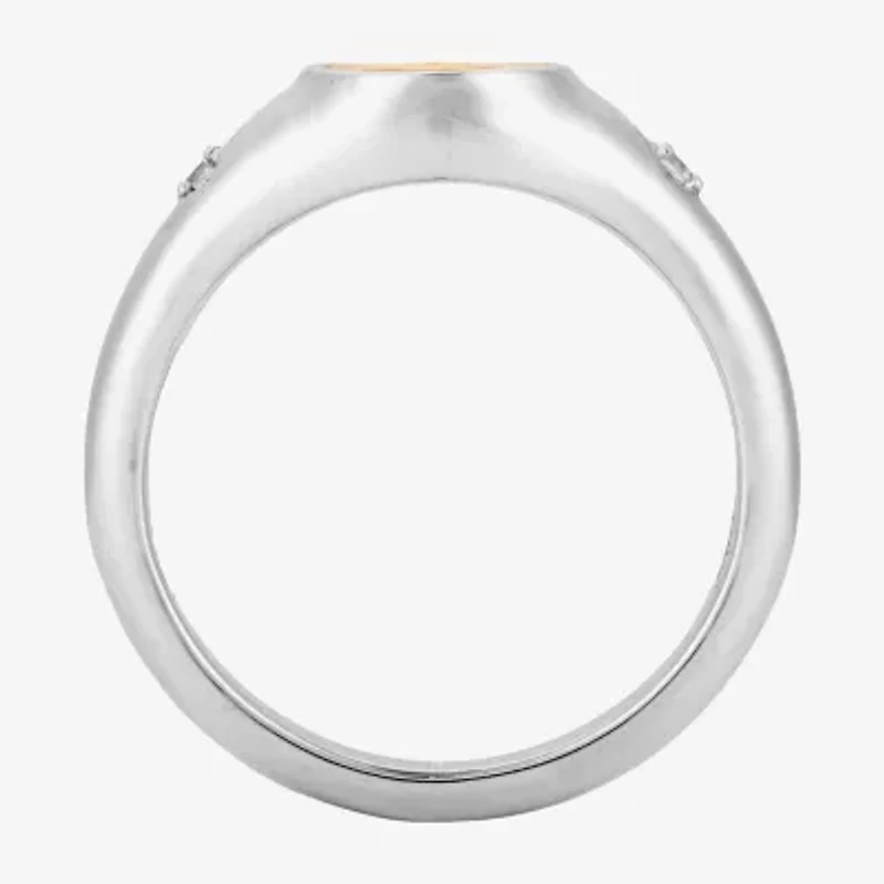 Harry Potter (F/Si2) Womens Diamond Accent Lab Grown White 14K Gold Over Silver Signet Ring