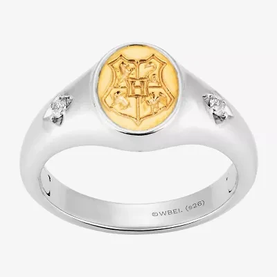 Harry Potter (F/Si2) Womens Diamond Accent Lab Grown White 14K Gold Over Silver Signet Ring