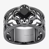 Harry Potter Womens Genuine Black Onyx Spinel Sterling Silver Cocktail Ring