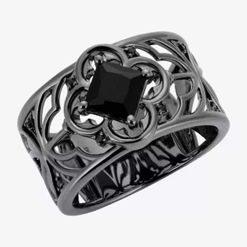 Harry Potter Womens Genuine Black Onyx Spinel Sterling Silver Cocktail Ring