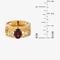 Harry Potter (F/Si2) Womens 1/10 CT. T.W. Lab Grown Diamond Genuine Red Garnet 14K Gold Over Silver Cocktail Ring