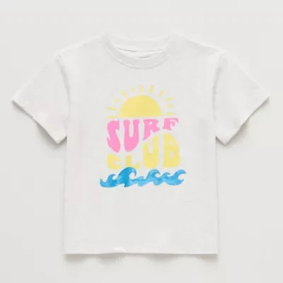 Okie Dokie Toddler & Little Girls Crew Neck Short Sleeve Relaxed Fit Graphic T-Shirt