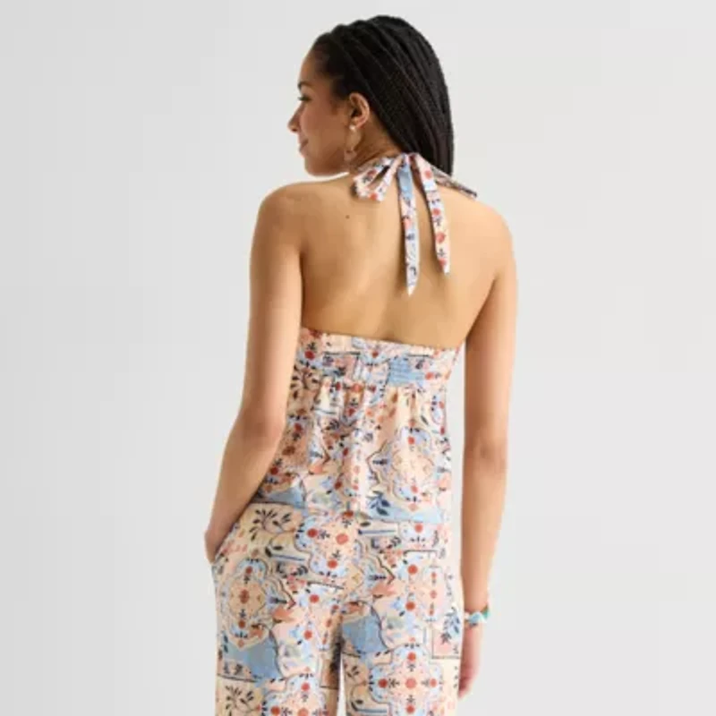 Arizona Womens Juniors Halter Neck Sleeveless Tank Top