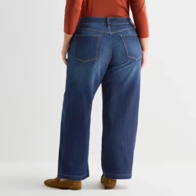 St. John's Bay Womens High Rise Wide Leg Jean