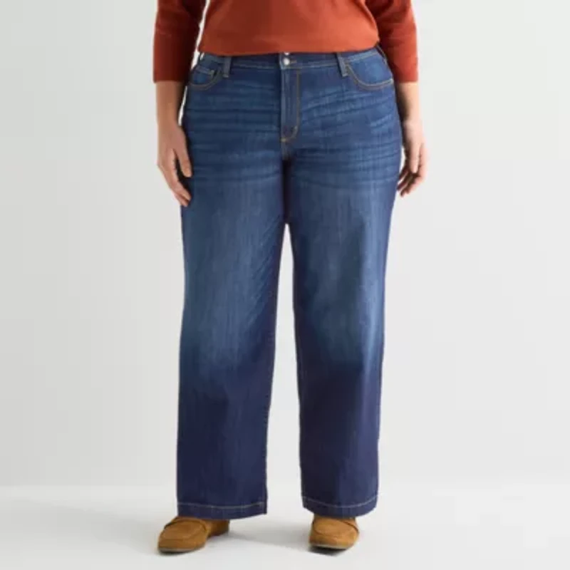 St. John's Bay Womens High Rise Wide Leg Jean