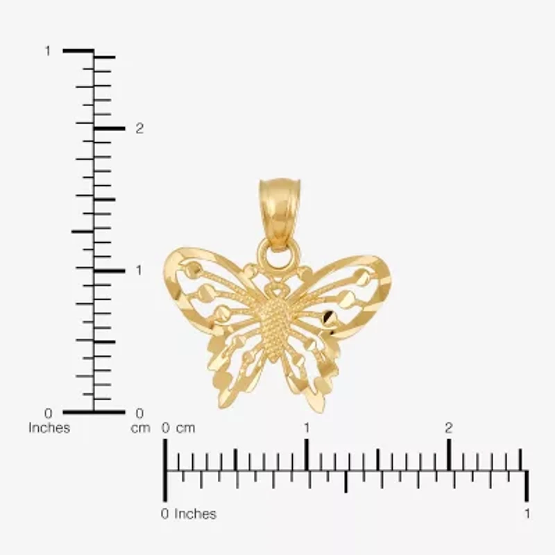 Womens 14K Gold Butterfly Pendant