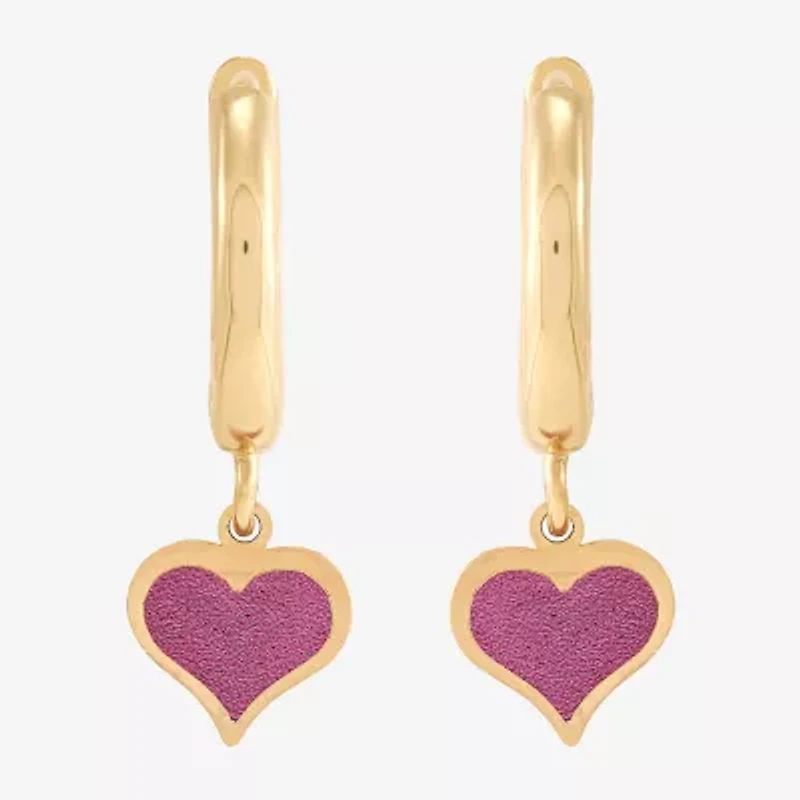 Womens 10K Gold 17.5mm Heart Hoop Earrings