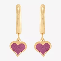 Womens 10K Gold 17.5mm Heart Hoop Earrings