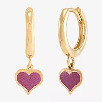 Womens 10K Gold 17.5mm Heart Hoop Earrings
