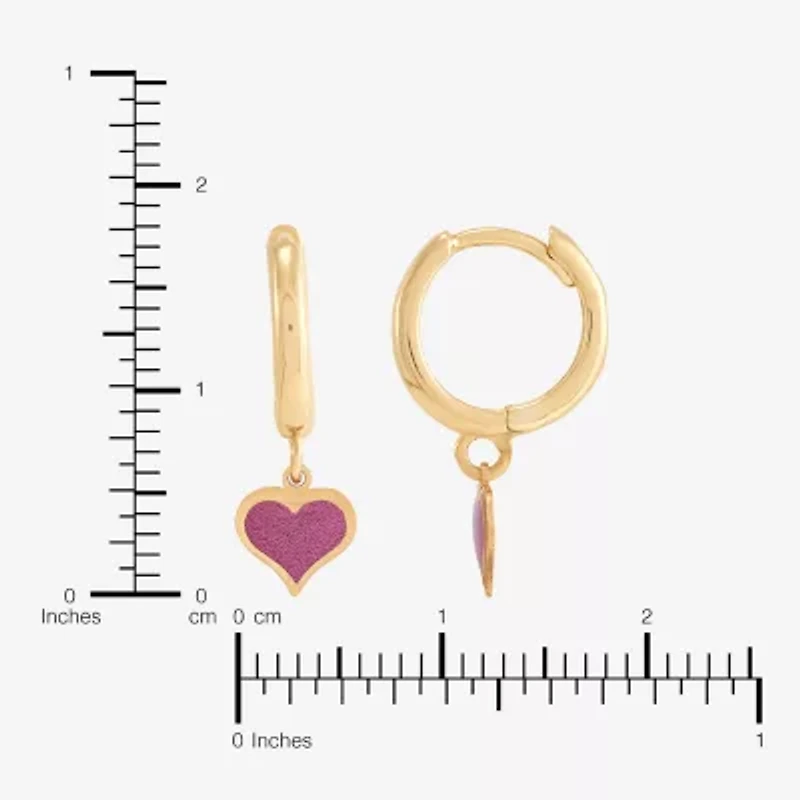Womens 10K Gold 17.5mm Heart Hoop Earrings