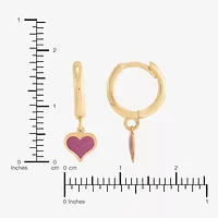 Womens 10K Gold 17.5mm Heart Hoop Earrings