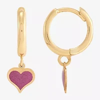 Womens 10K Gold 17.5mm Heart Hoop Earrings
