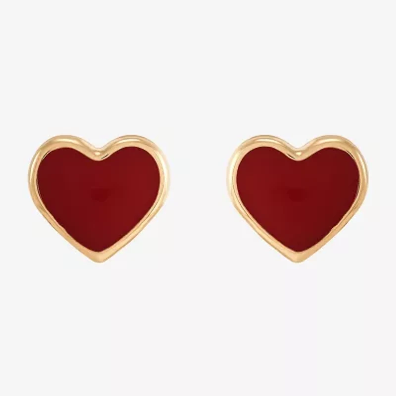 10K Gold 5.1mm Heart Stud Earrings
