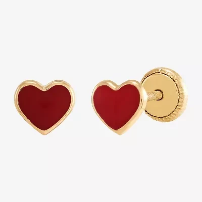 10K Gold 5.1mm Heart Stud Earrings