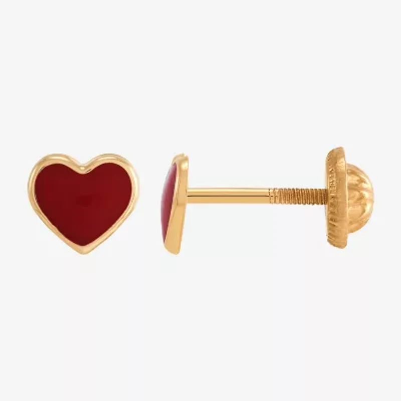 10K Gold 5.1mm Heart Stud Earrings