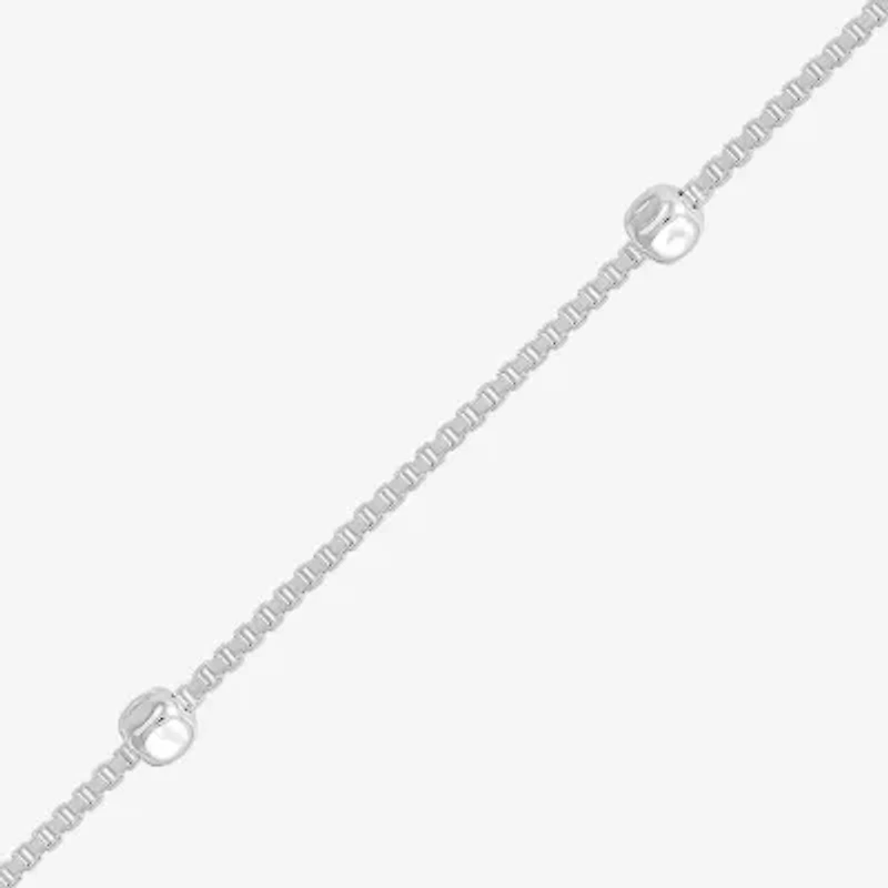 Made in Italy Womens Sterling Silver 9 Inch Solid Box Chain Bracelet